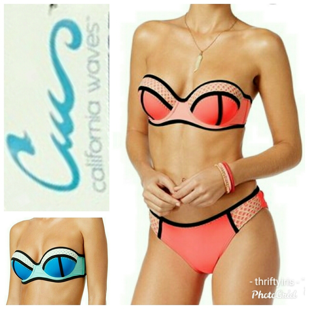 NWT-California Waves Blue/Teal Crochet Bikini-XL👙